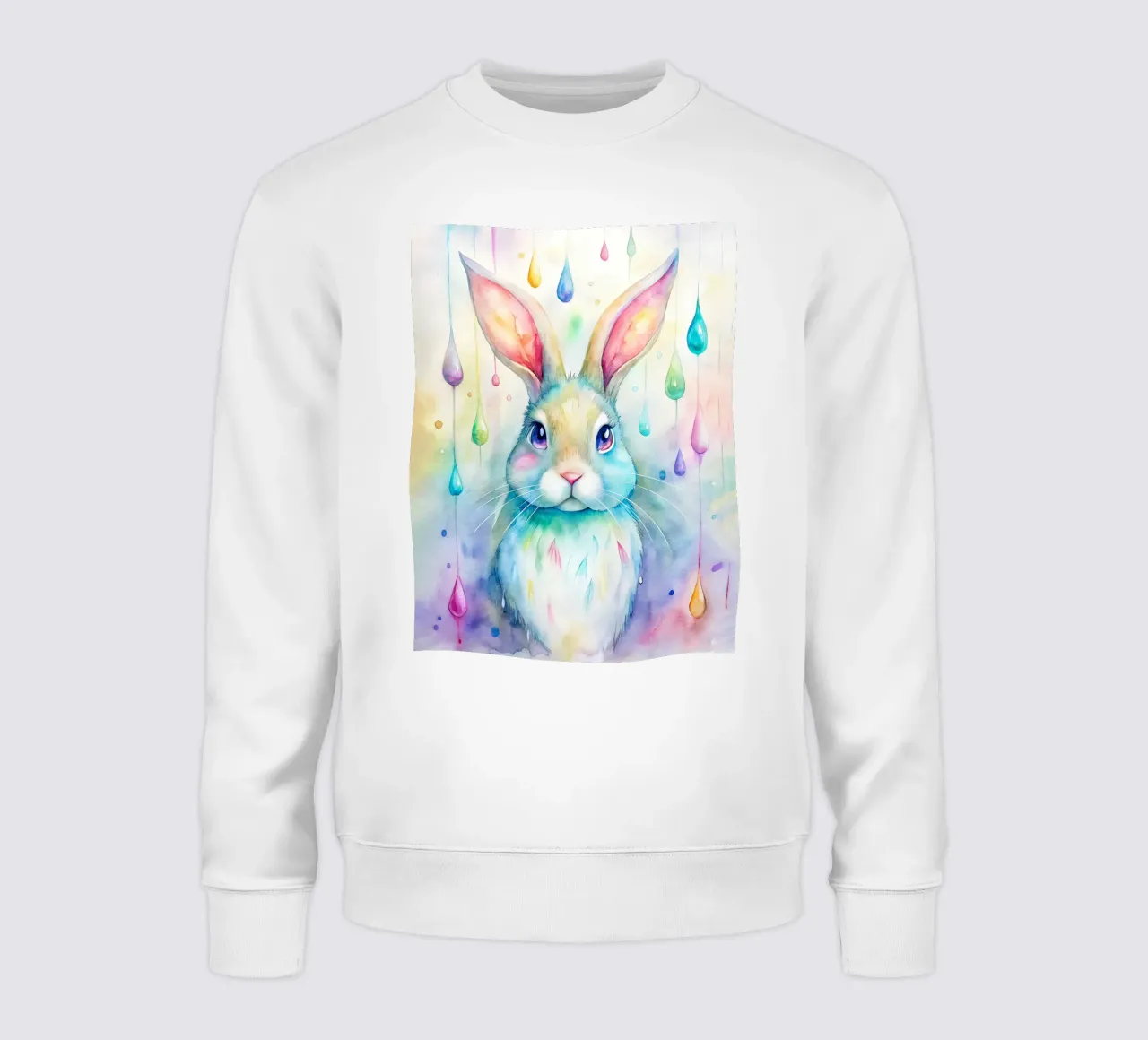 Coniglietto acquerellato con gocce di pioggia colorate felpa da 🐹 BABY ART PRINTS