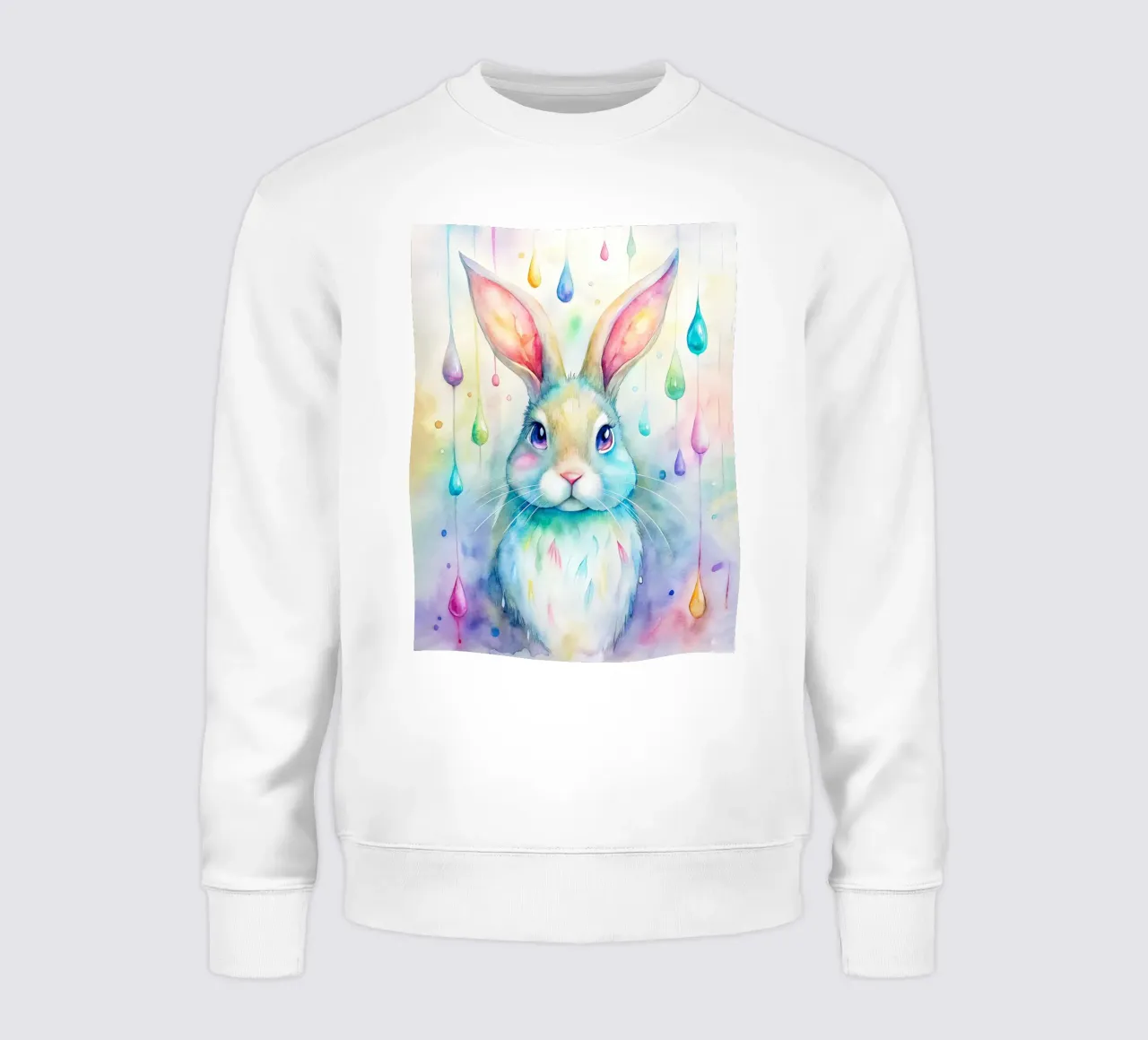 Coniglietto acquerellato con gocce di pioggia colorate felpa da 🐹 BABY ART PRINTS
