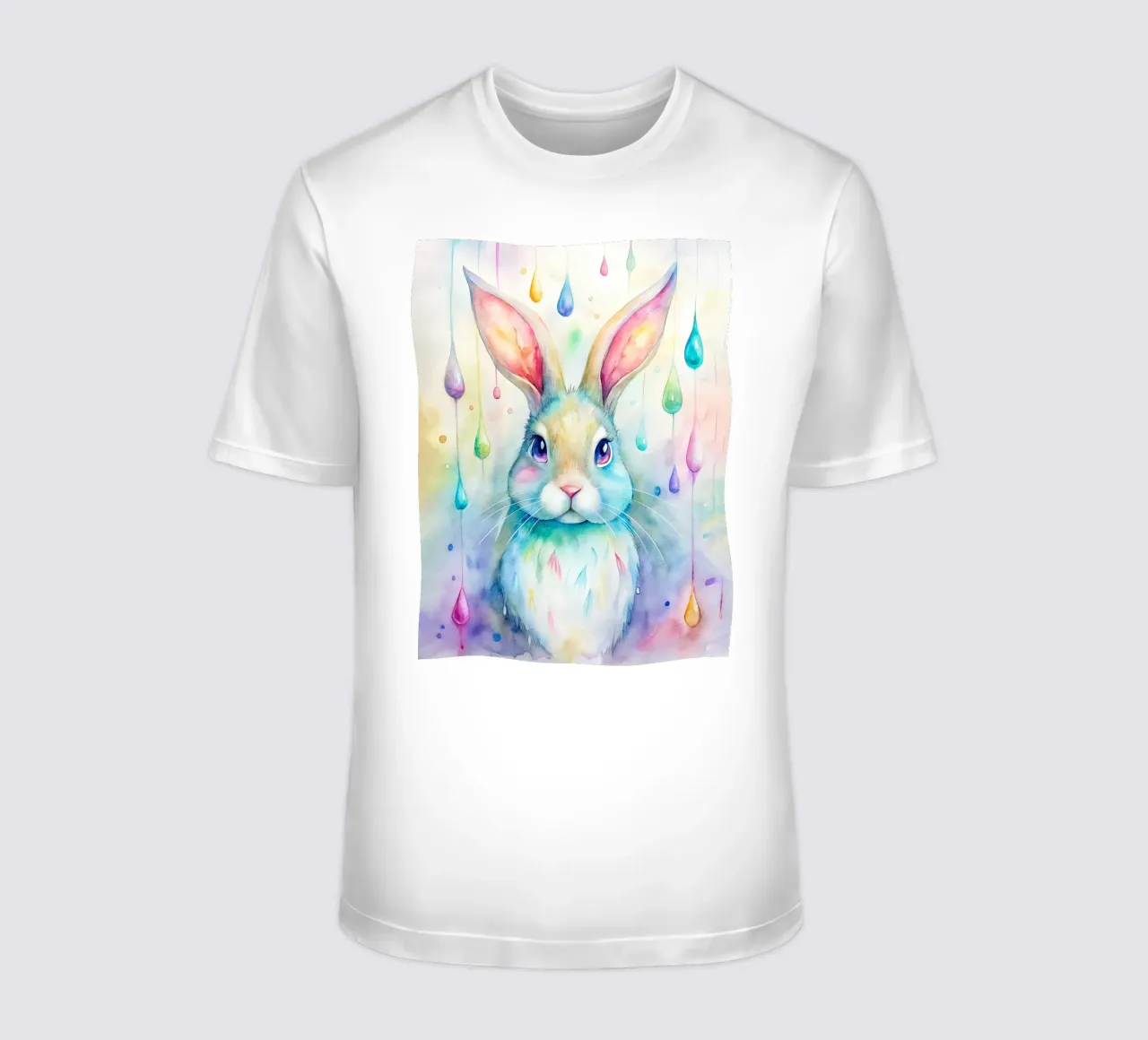 Coniglietto acquerellato con gocce di pioggia colorate t-shirt da 🐹 BABY ART PRINTS