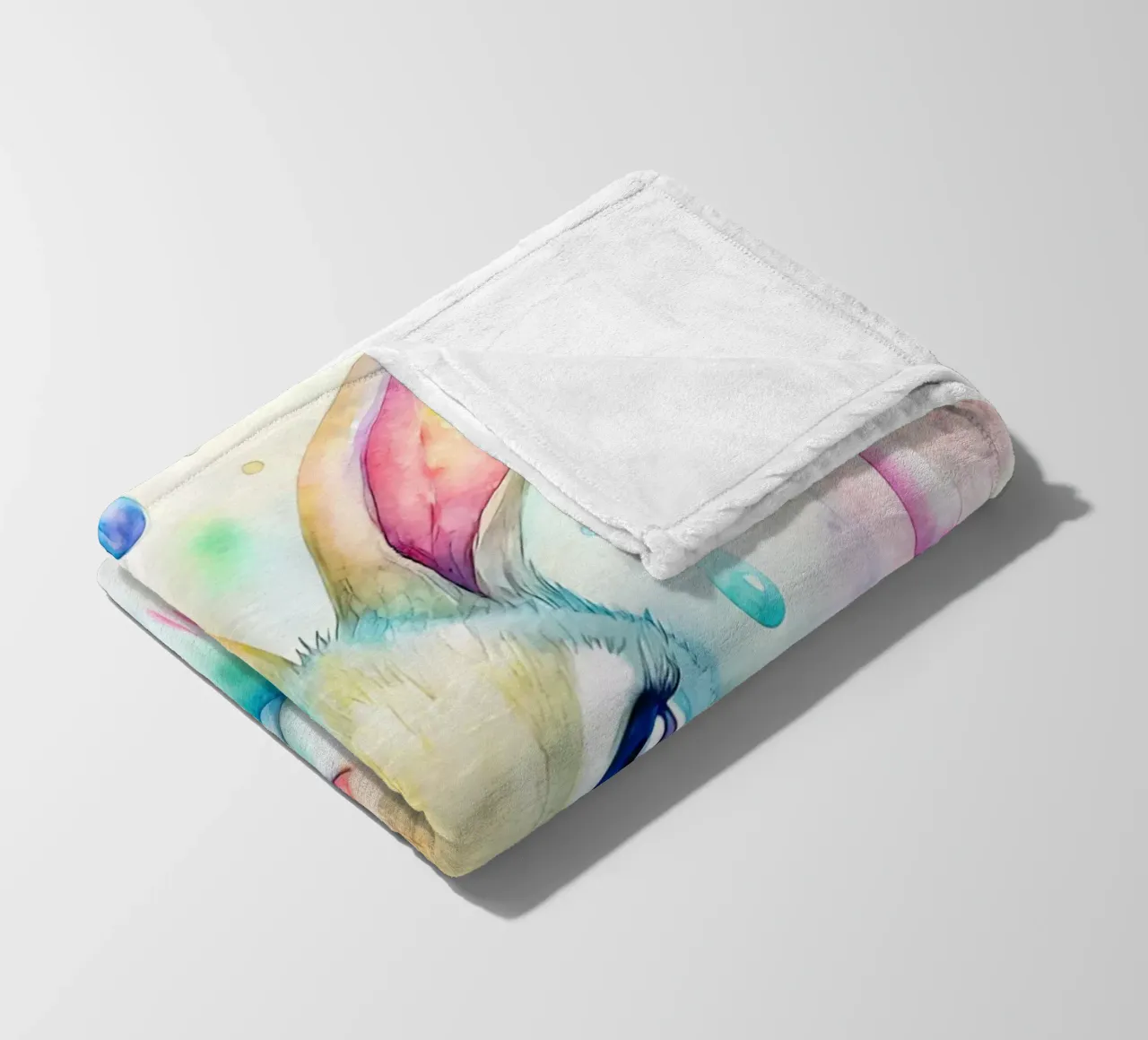 Coniglietto acquerellato con gocce di pioggia colorate coperta in pile da 🐹 BABY ART PRINTS