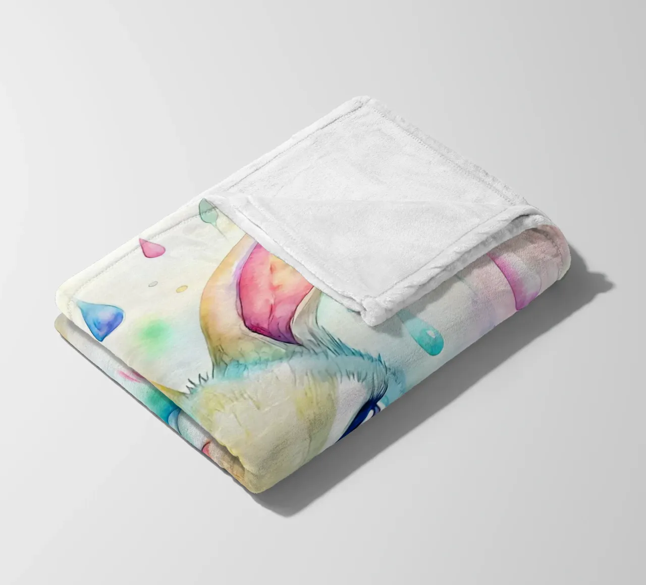 Coniglietto acquerellato con gocce di pioggia colorate coperta in pile da 🐹 BABY ART PRINTS