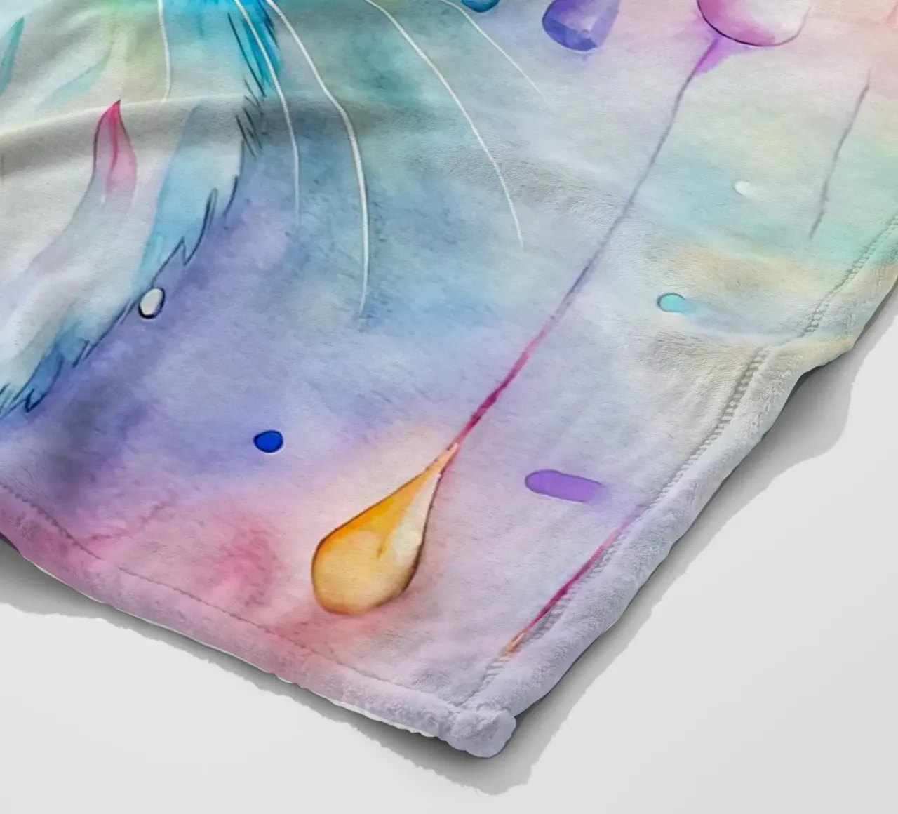 Coniglietto acquerellato con gocce di pioggia colorate coperta in pile da 🐹 BABY ART PRINTS