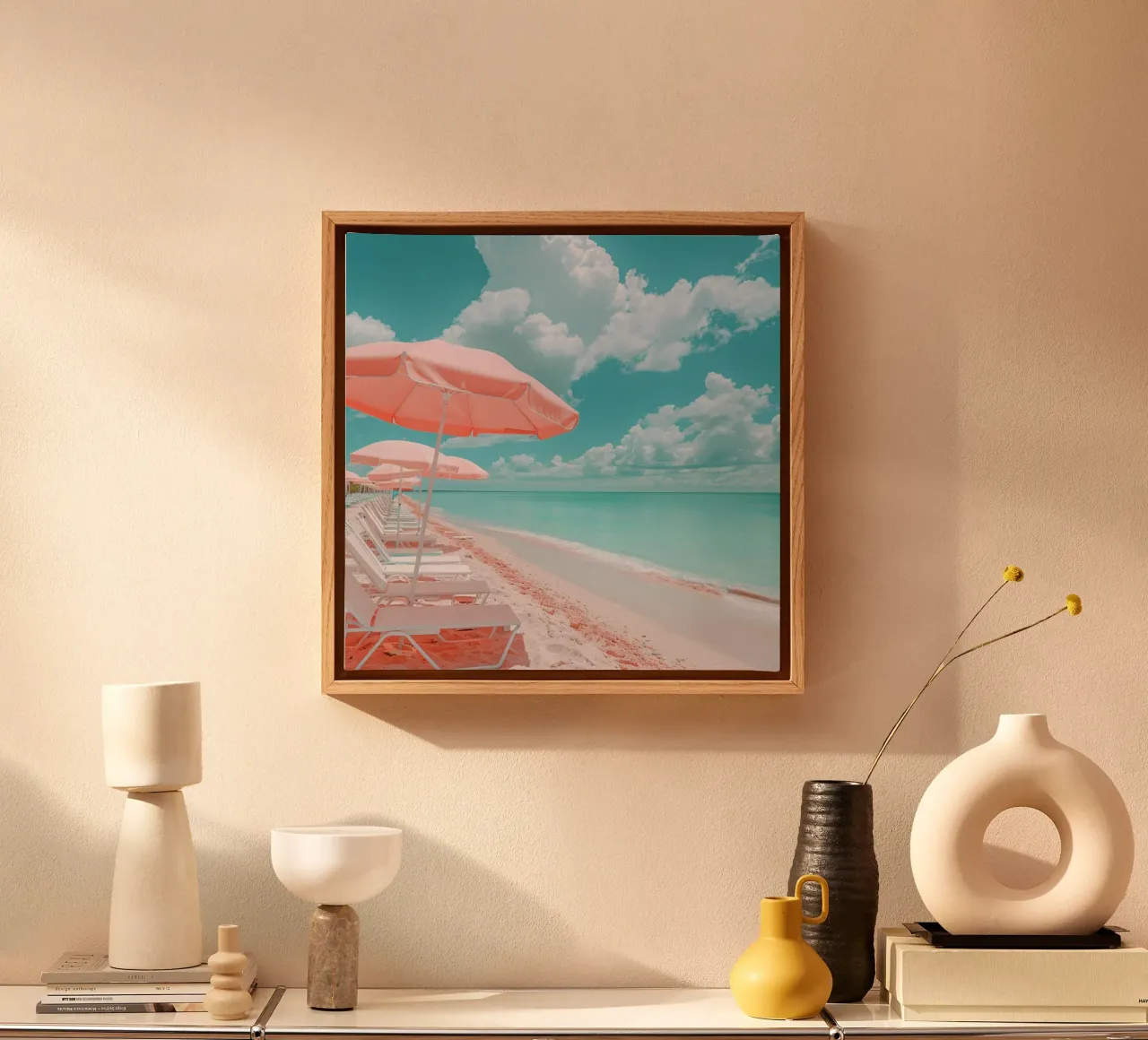 Blush & Bubbles canvas with Floater frame by StillVibe Home