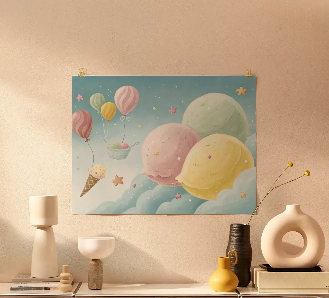 Paesaggio gelato da sogno in acquerello poster con telaio in plastica da 🐹 BABY ART PRINTS