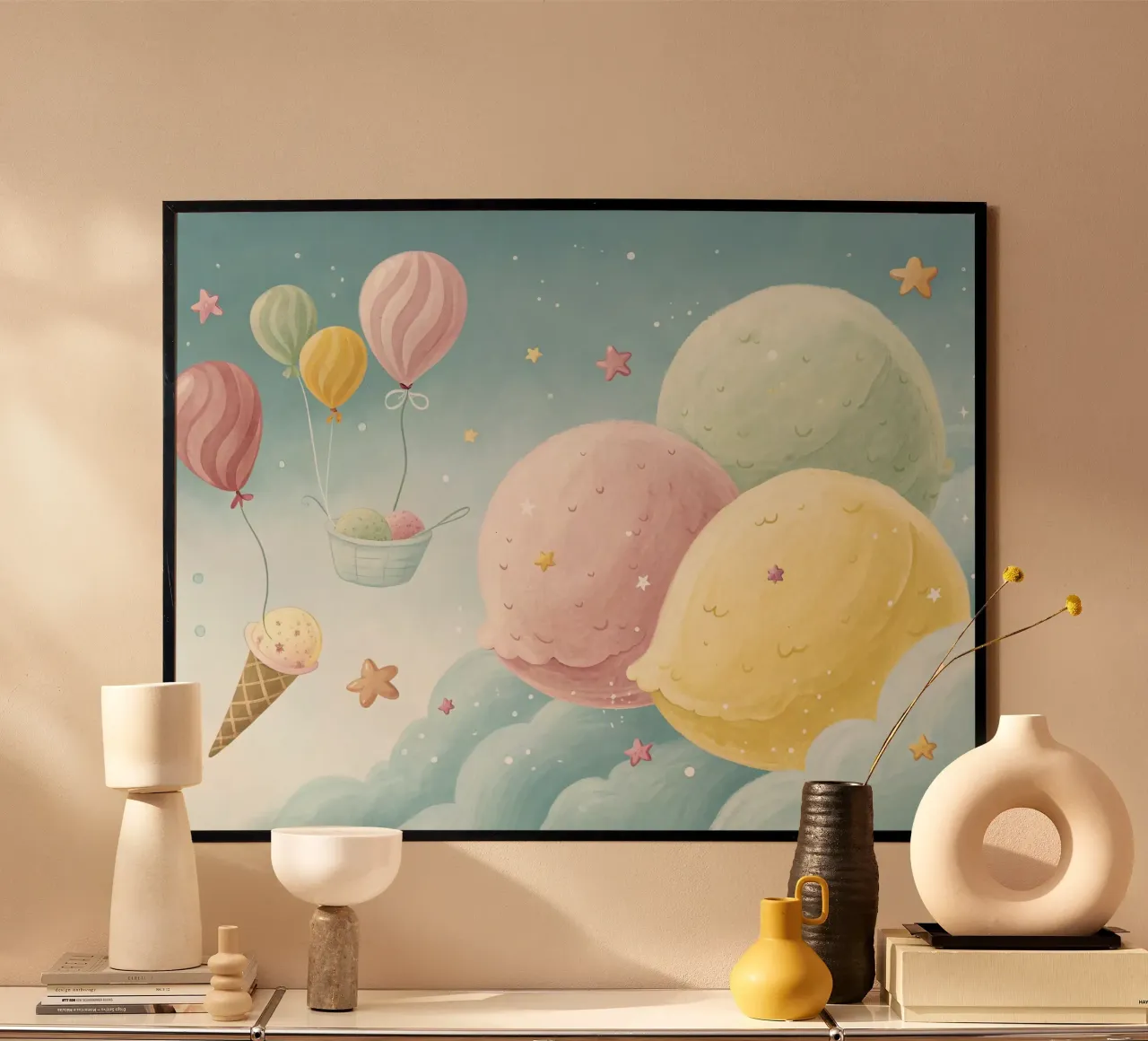 Paesaggio gelato da sogno in acquerello poster con telaio in plastica da 🐹 BABY ART PRINTS