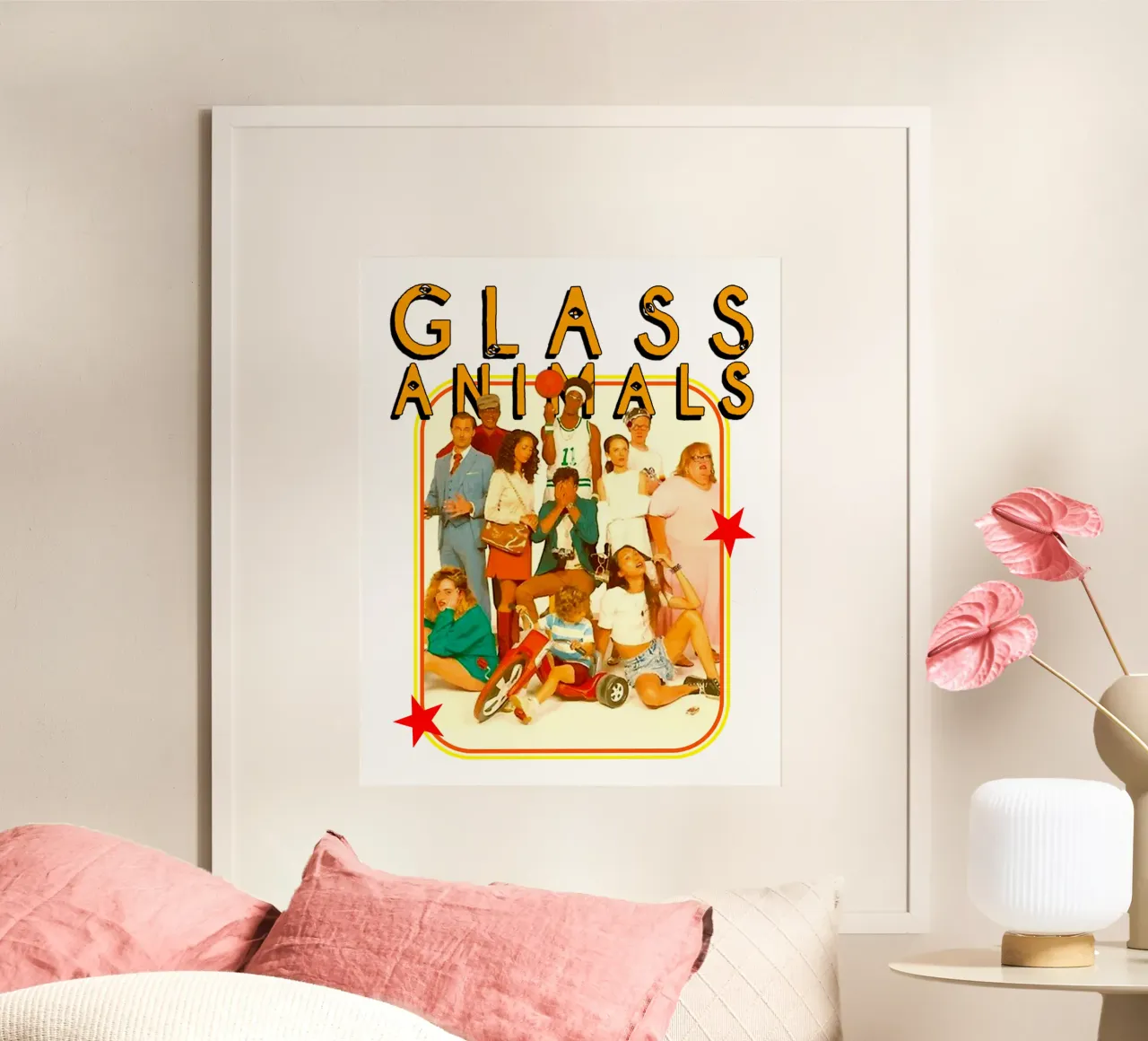 Banda di tutti i membri - Animale di vetro poster con telaio in alluminio da https://www.juniqe.com/uk/shop/Henndraws