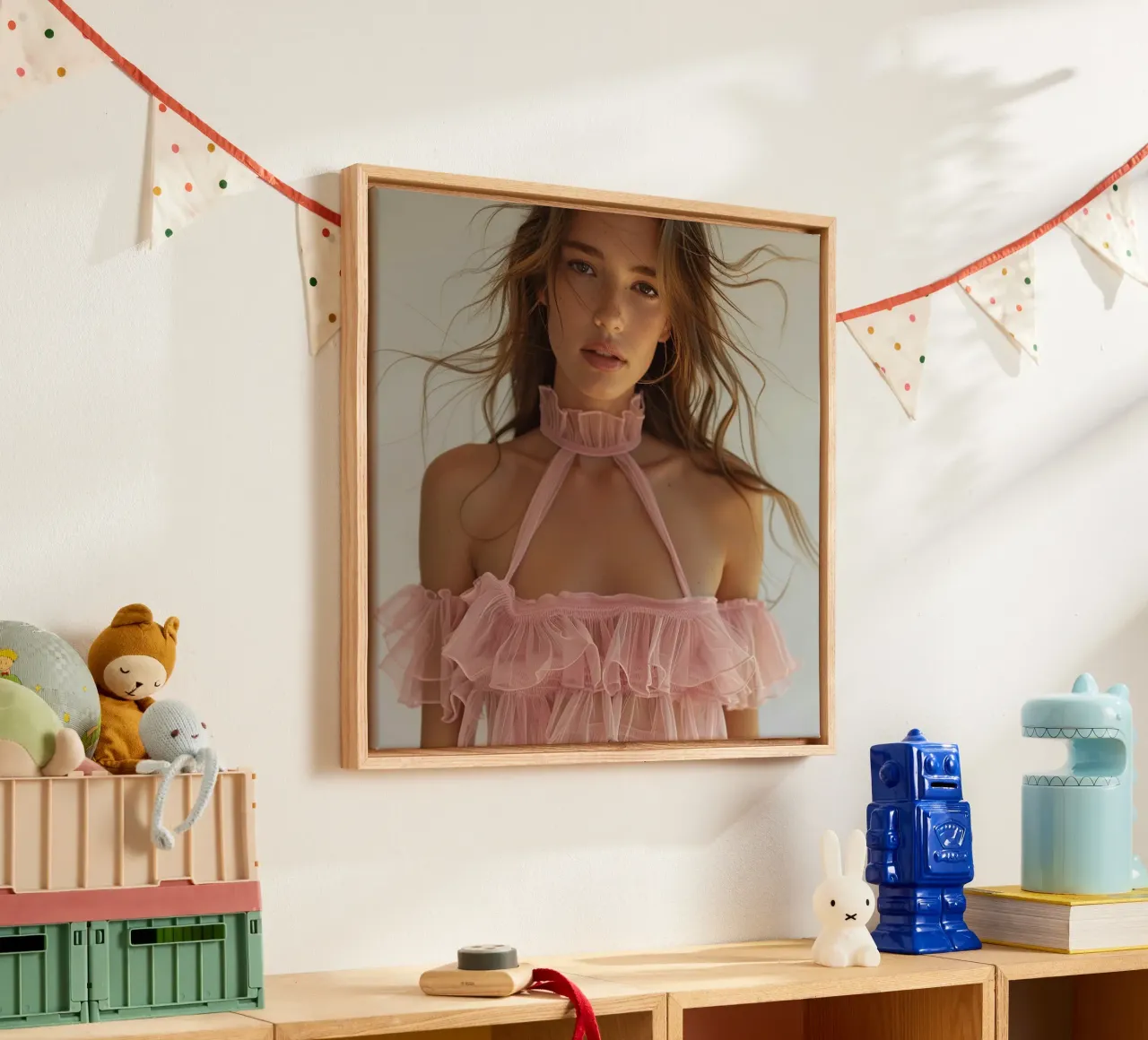 Blush & Bubbles canvas with Floater frame by StillVibe Home