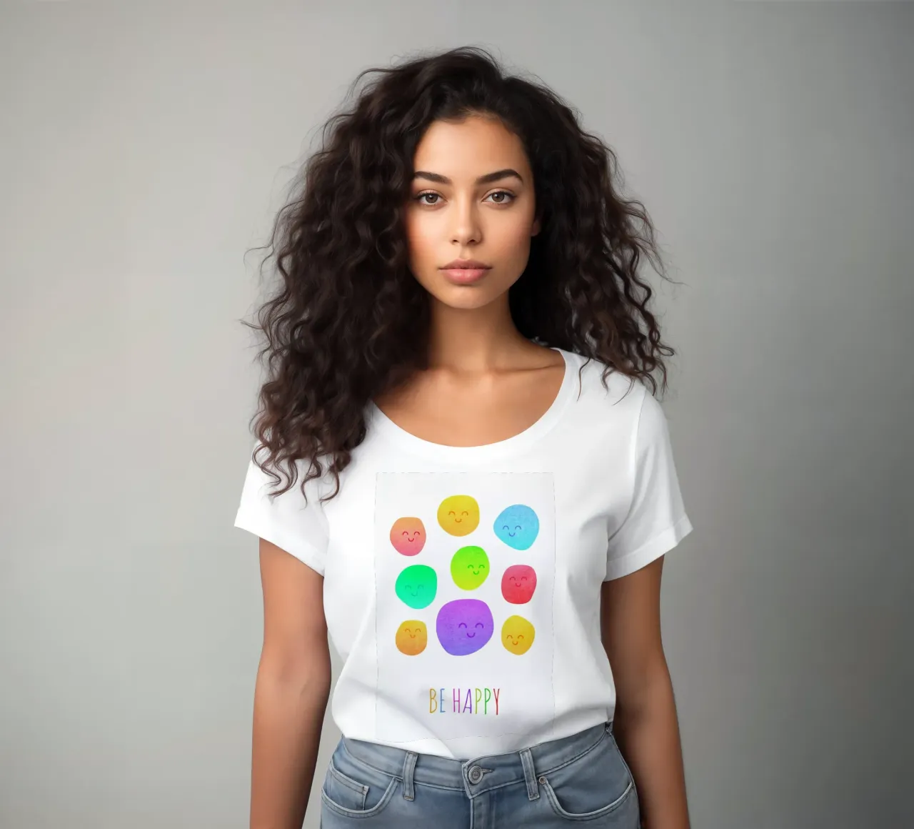 Be Happy women's fitted t-shirt by Elisabeth Fredriksson