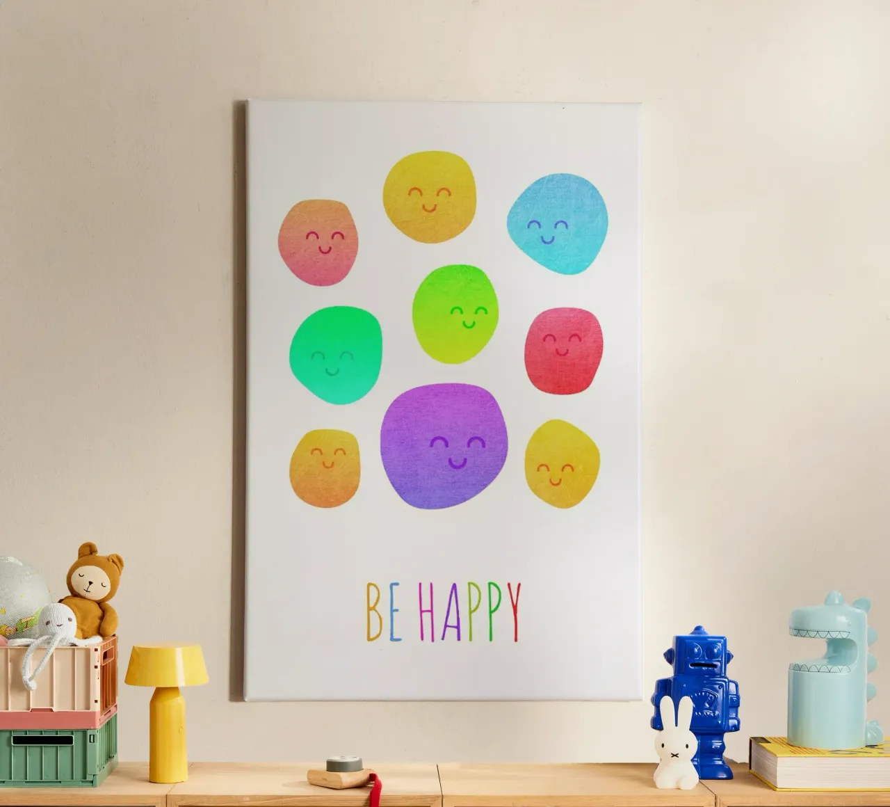 Be Happy canvas by Elisabeth Fredriksson