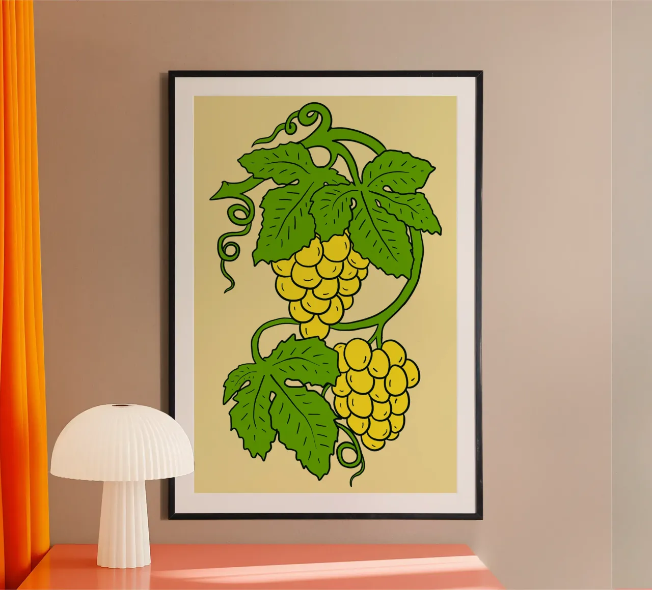 White grapes poster con telaio in alluminio da TijanaArtStudio88