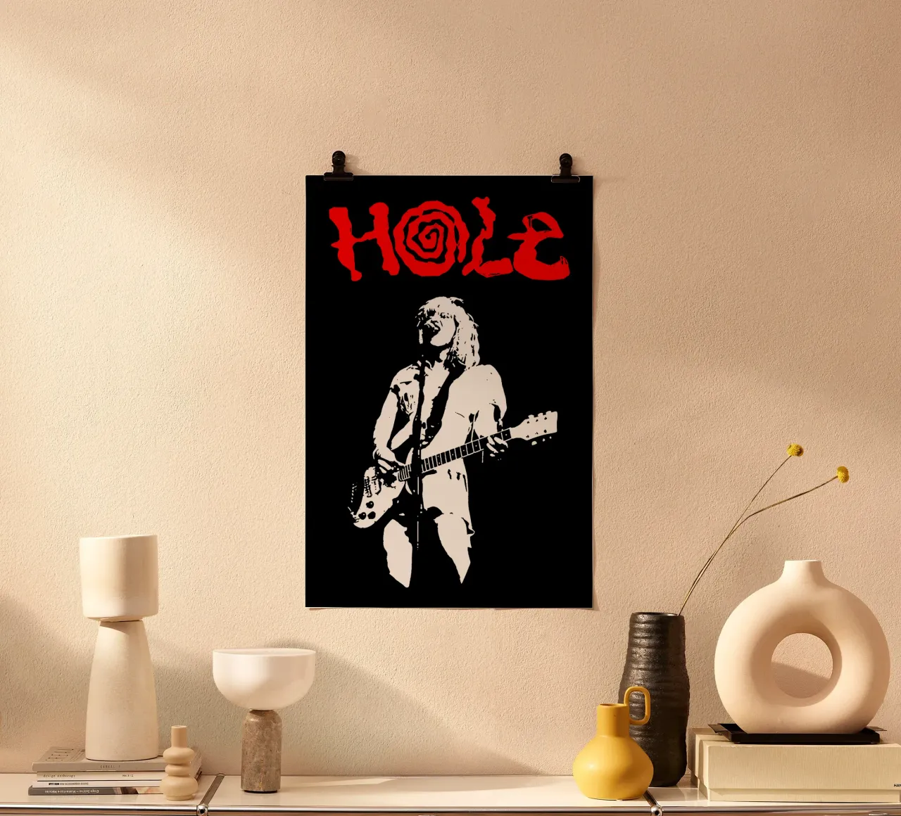 Band vocale in stile grunge Hole poster con telaio in plastica da https://www.juniqe.com/uk/shop/Henndraws