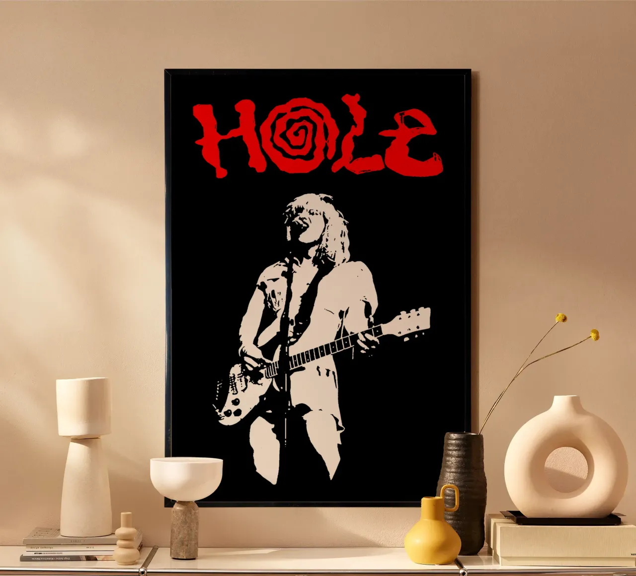 Band vocale in stile grunge Hole poster con telaio in plastica da https://www.juniqe.com/uk/shop/Henndraws