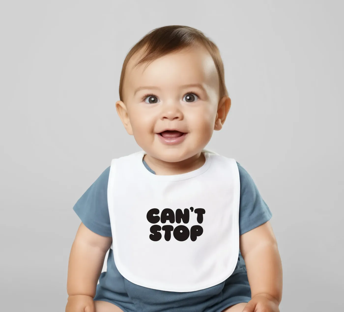 Can't Stop baby bib by Verplanungsagentur