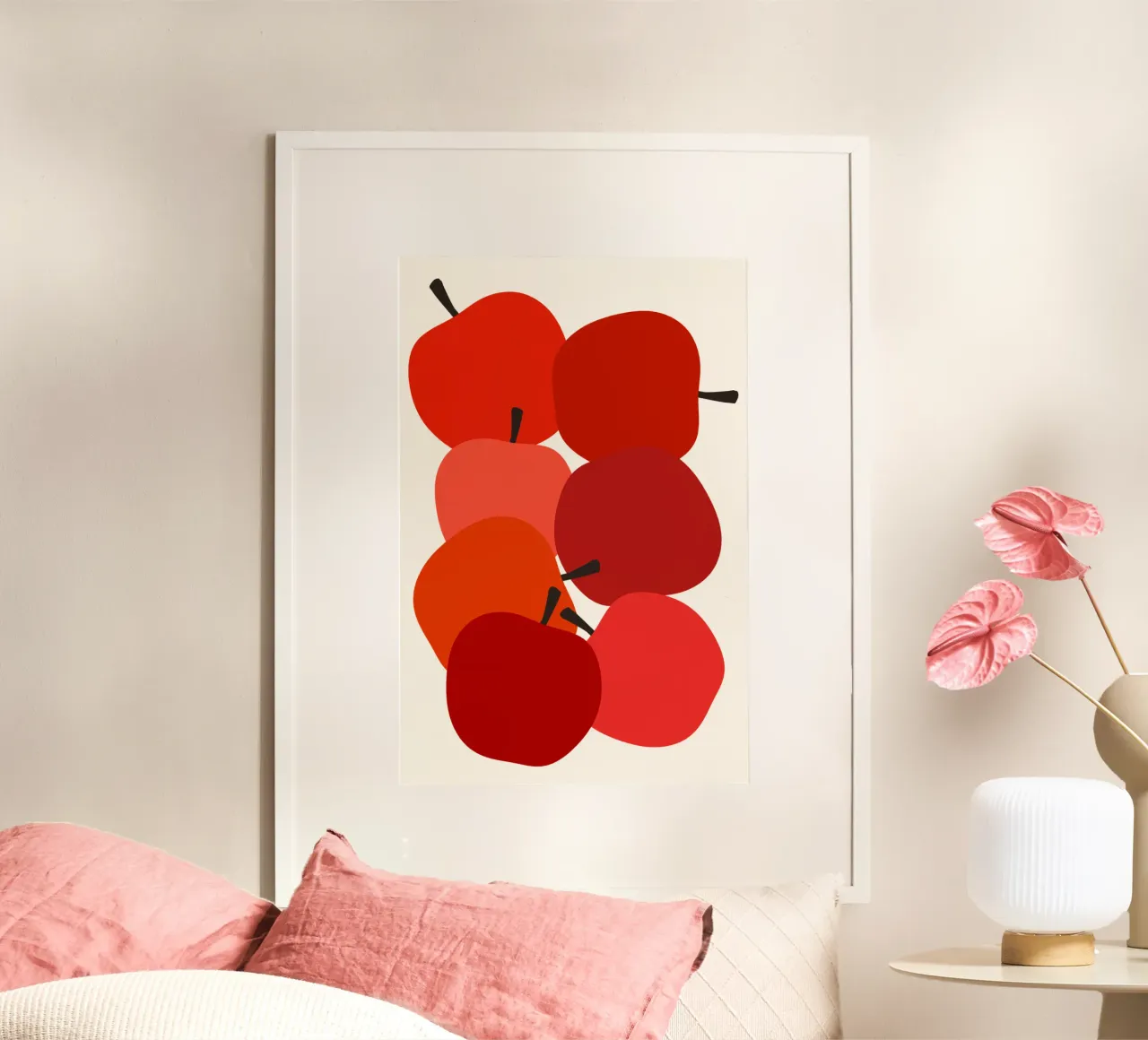 Red apples poster con telaio in plastica da TijanaArtStudio88
