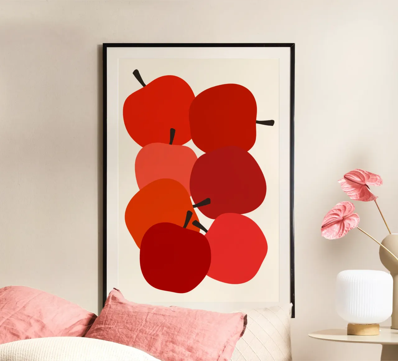 Red apples poster con telaio in plastica da TijanaArtStudio88