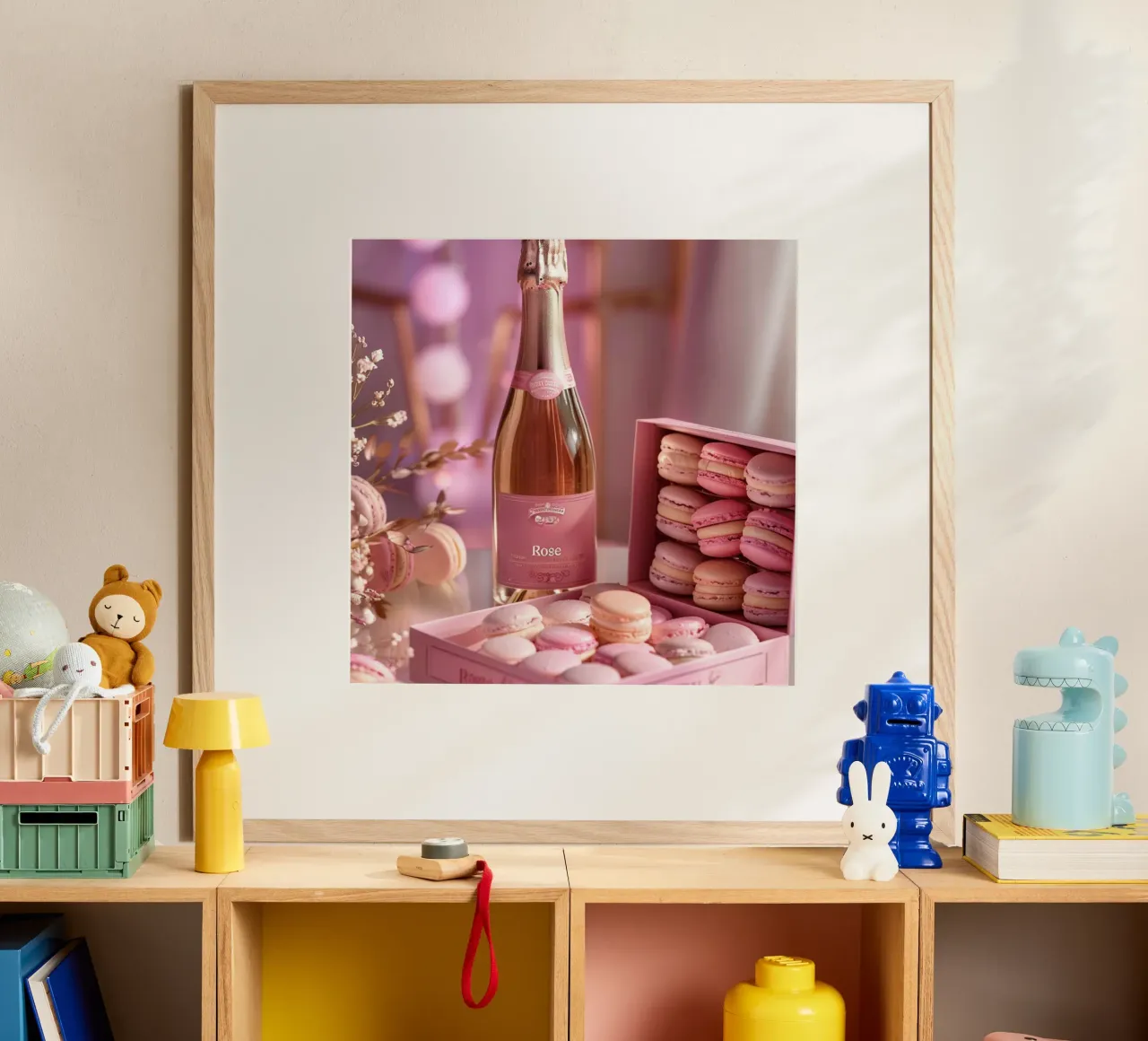 Fard e bolle di sapone poster con telaio in legno da StillVibe Home