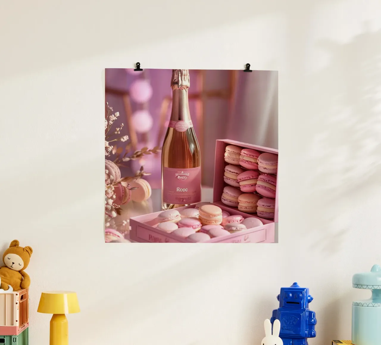 Fard e bolle di sapone poster con telaio in legno da StillVibe Home