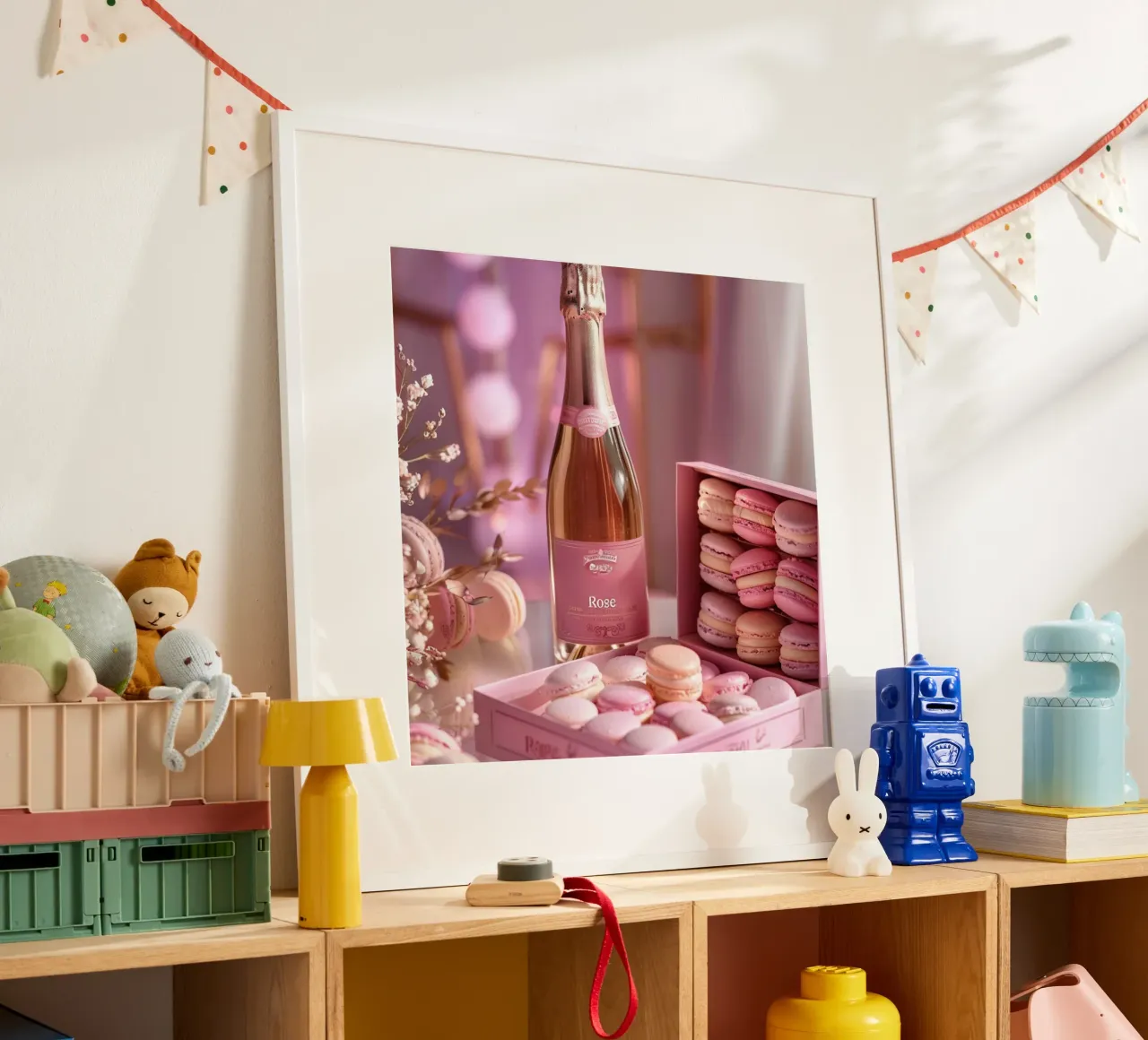 Fard e bolle di sapone poster con telaio in legno da StillVibe Home