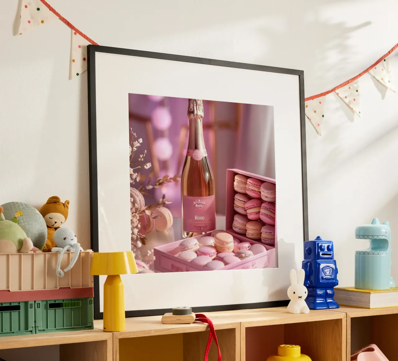 Fard e bolle di sapone poster con telaio in legno da StillVibe Home