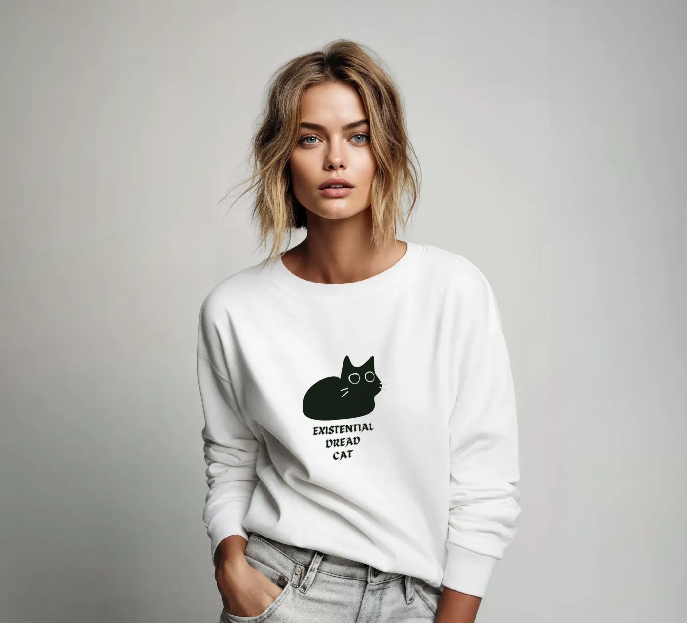 Existential Dread Cat sweatshirt van Melty Shirts