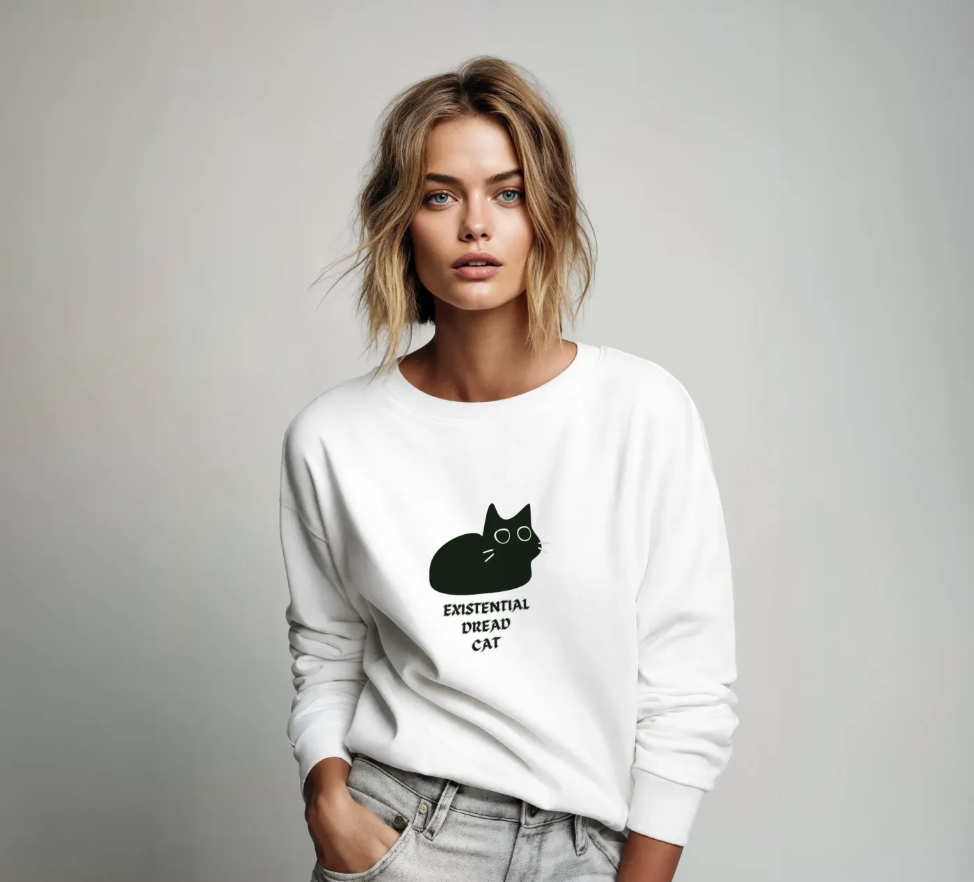 Existential Dread Cat sweatshirt van Melty Shirts
