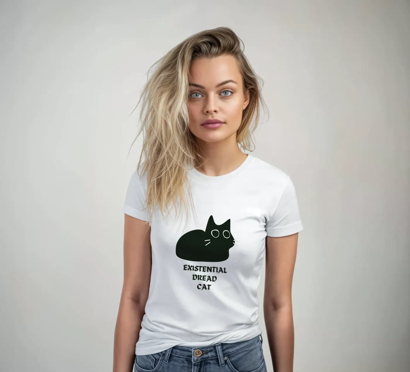 Existential Dread Cat t-shirt da donna da Melty Shirts