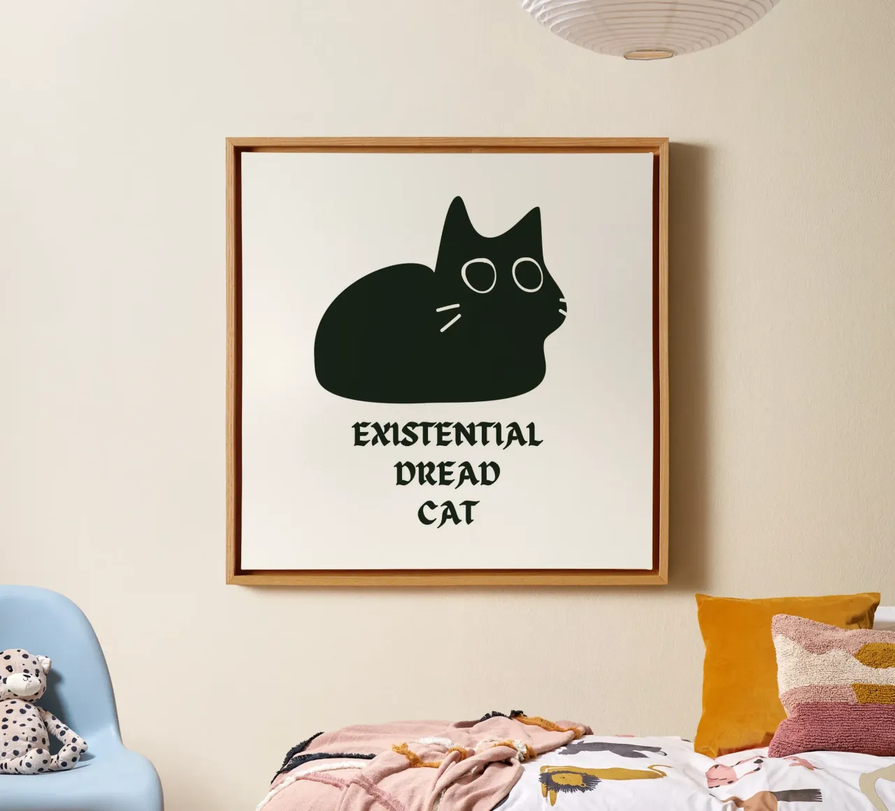 Existential Dread Cat canvas met Baklijst van Melty Shirts