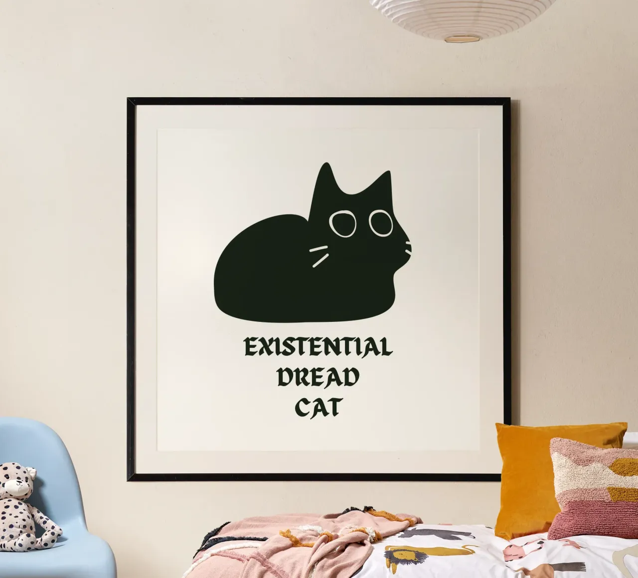 Existential Dread Cat poster con marco de plástico de Melty Shirts