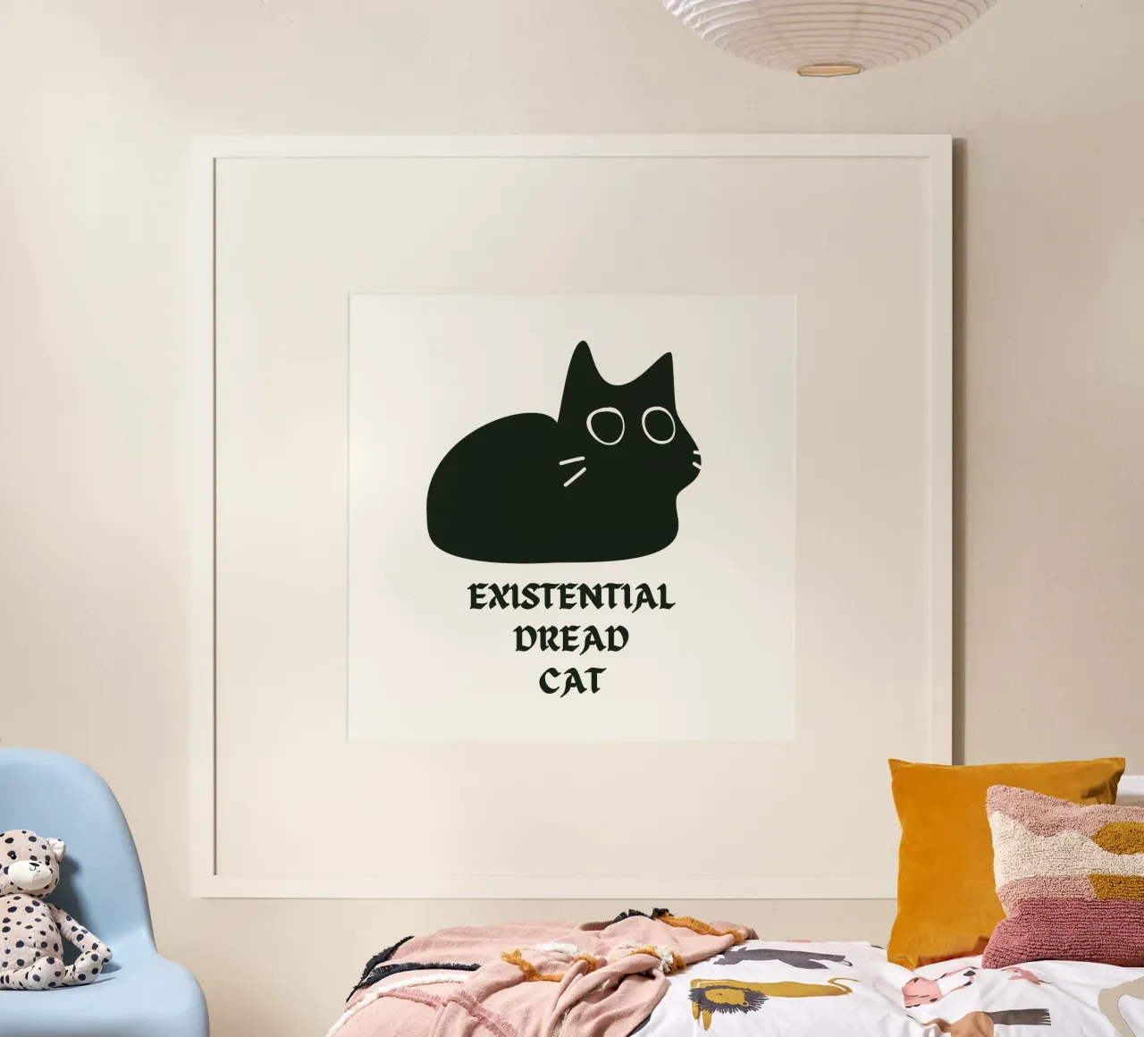 Existential Dread Cat poster con marco de plástico de Melty Shirts