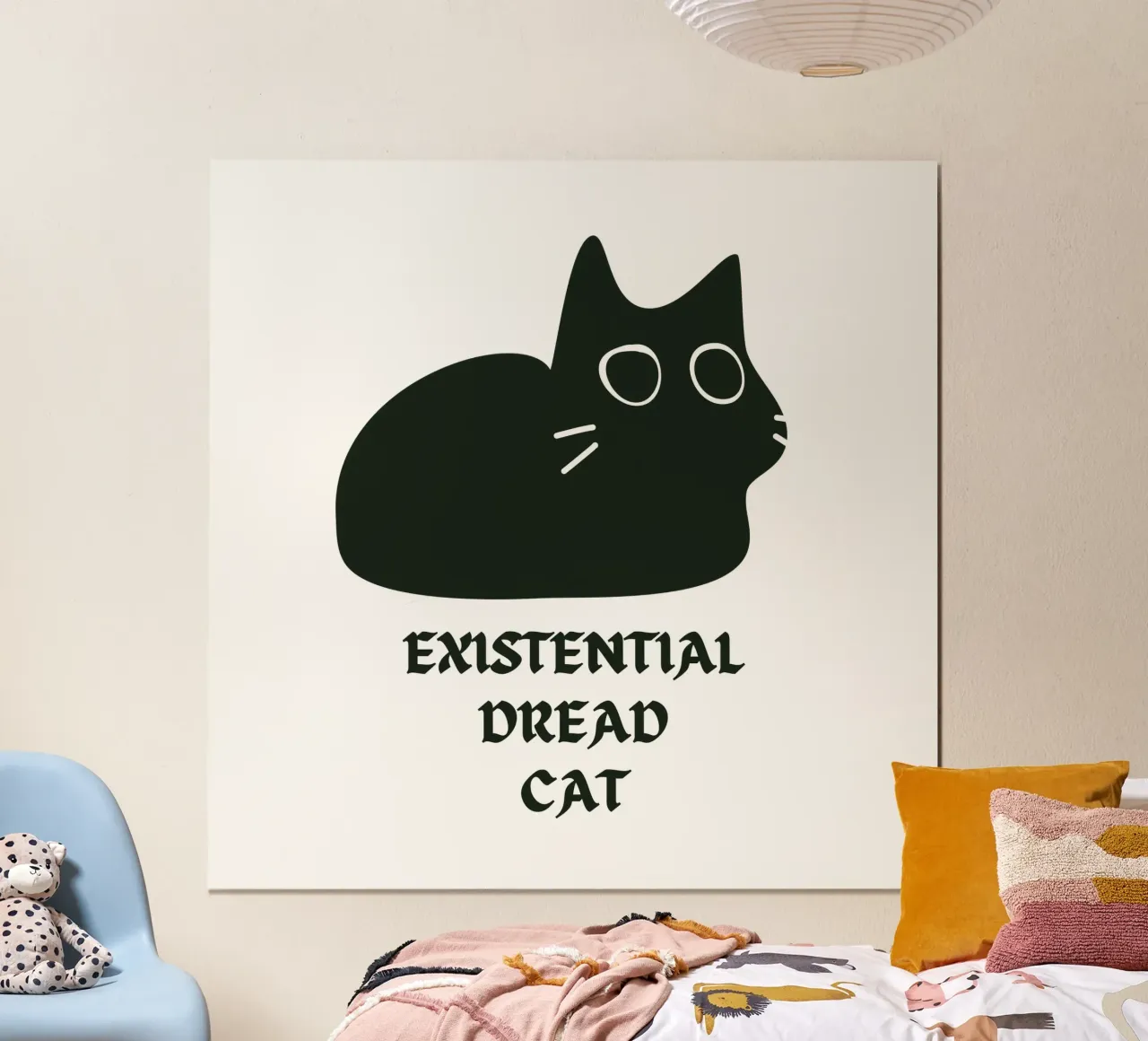 Existential Dread Cat poster con marco de plástico de Melty Shirts