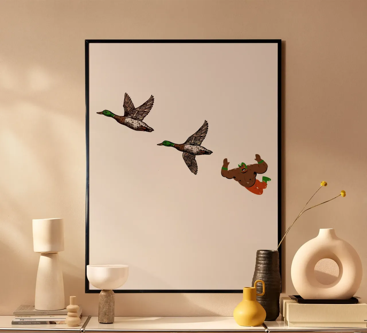 High Flyer - Duck Luchador poster con telaio in plastica da Melty Shirts
