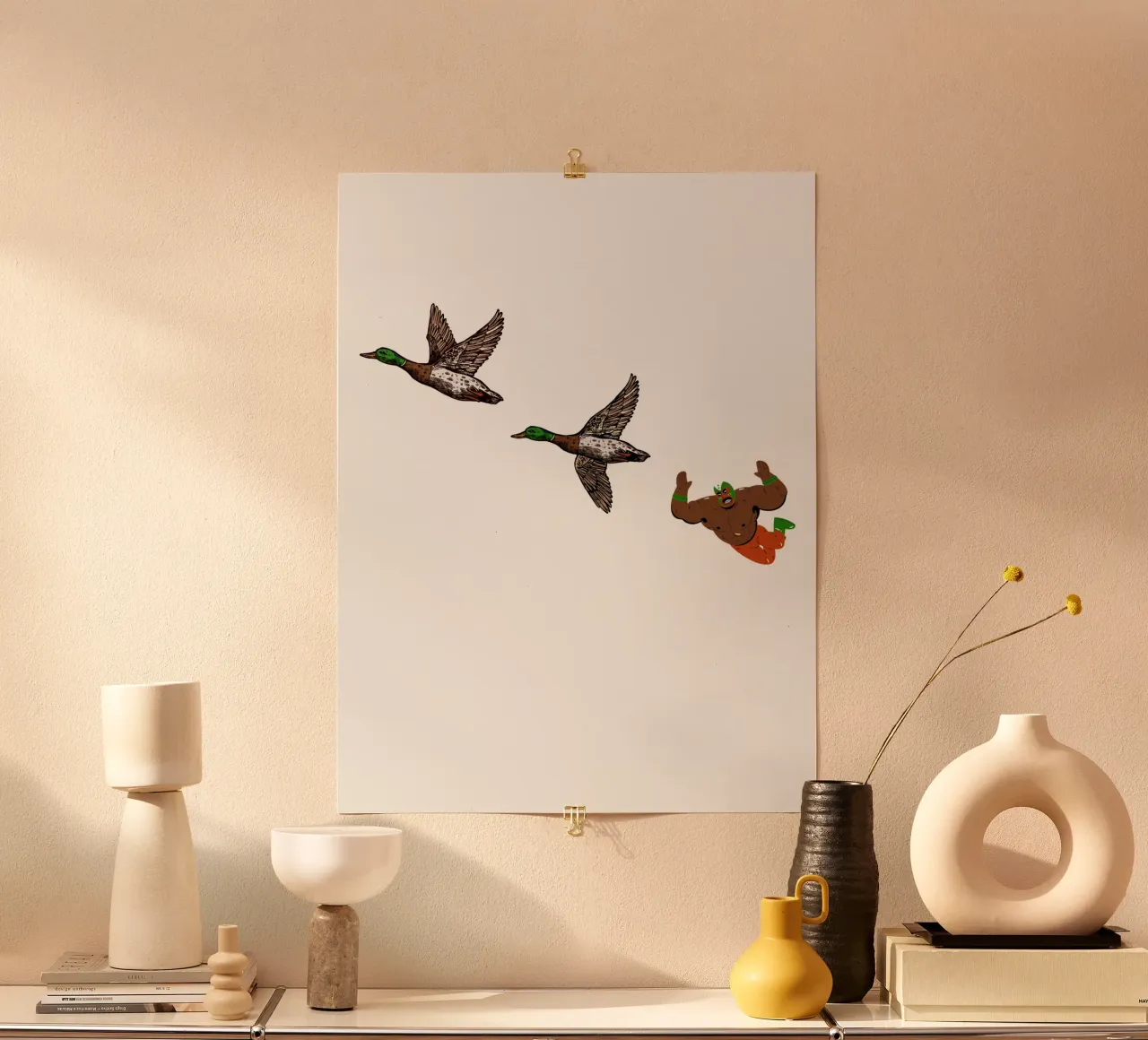 High Flyer - Duck Luchador poster con telaio in plastica da Melty Shirts