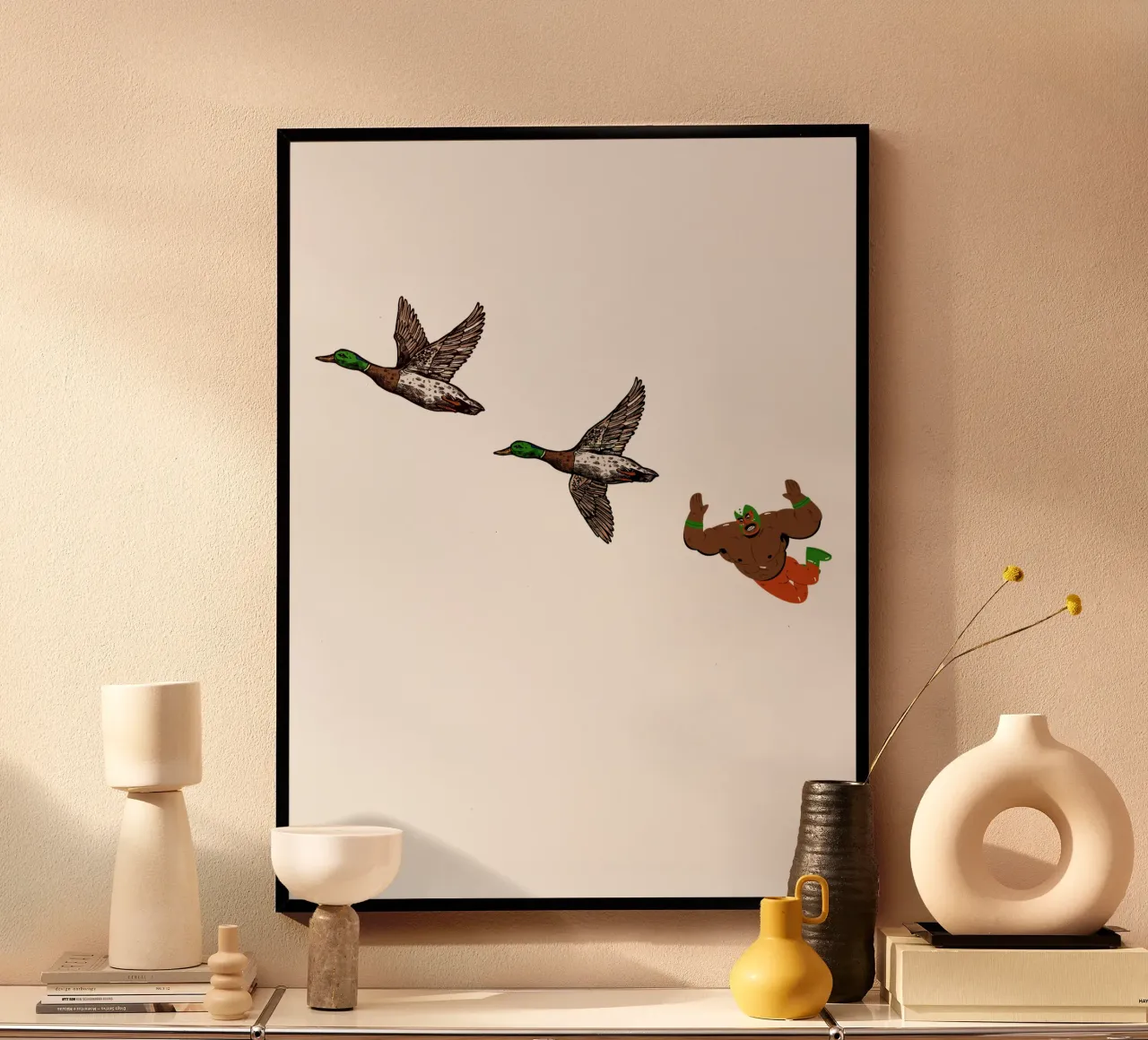 High Flyer - Duck Luchador poster con telaio in plastica da Melty Shirts