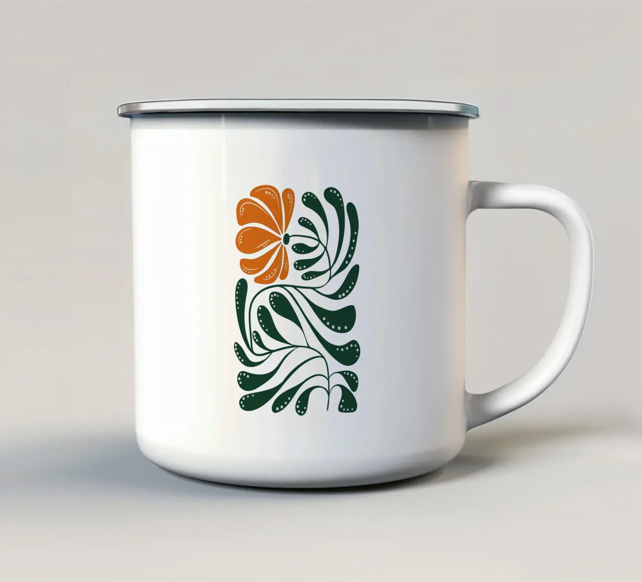 Boho Emerald Flower Wall Art Print - Modern Nature Inspired tazza in smalto da Dream Print Designs