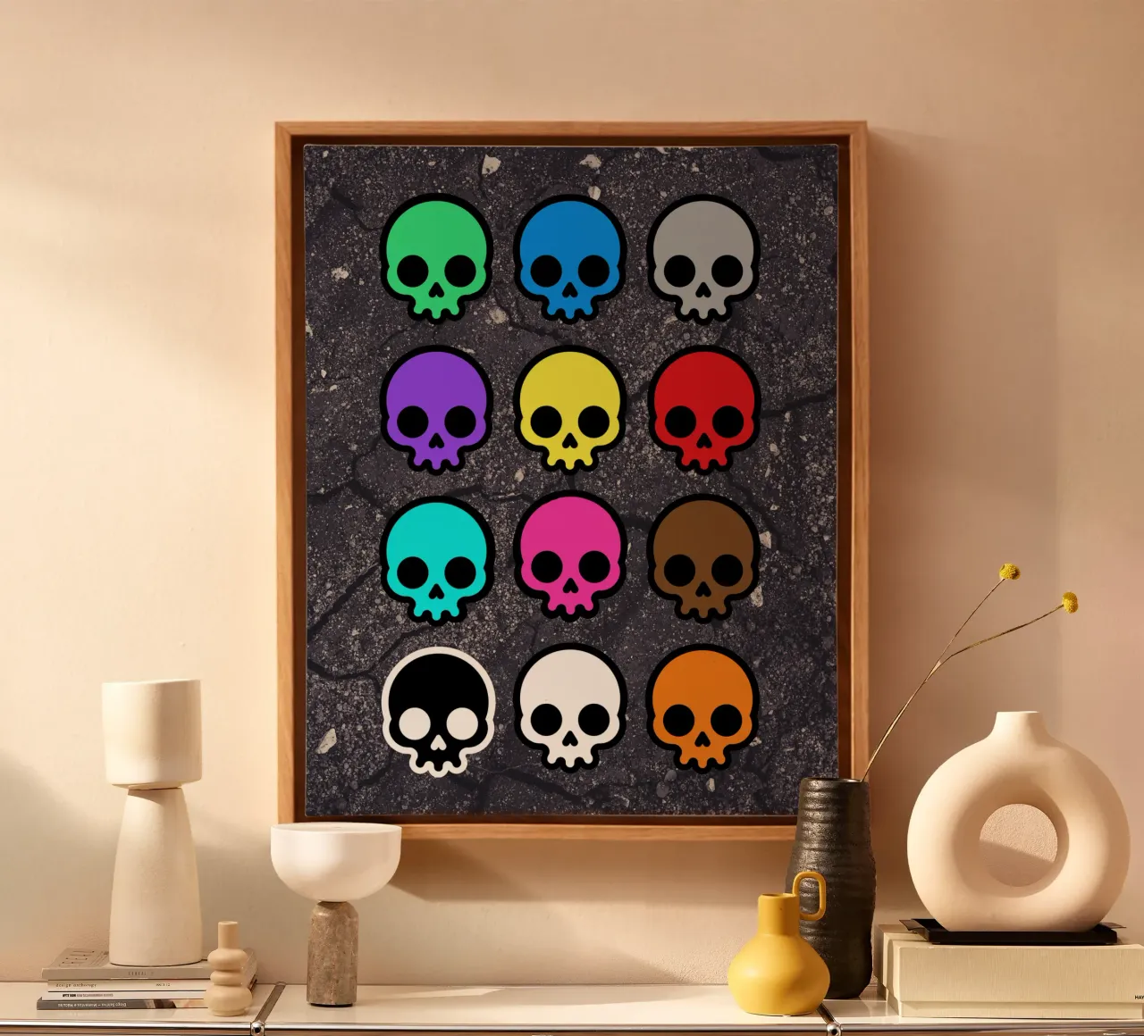 Rainbow Skullz canvas met Baklijst van Melty Shirts