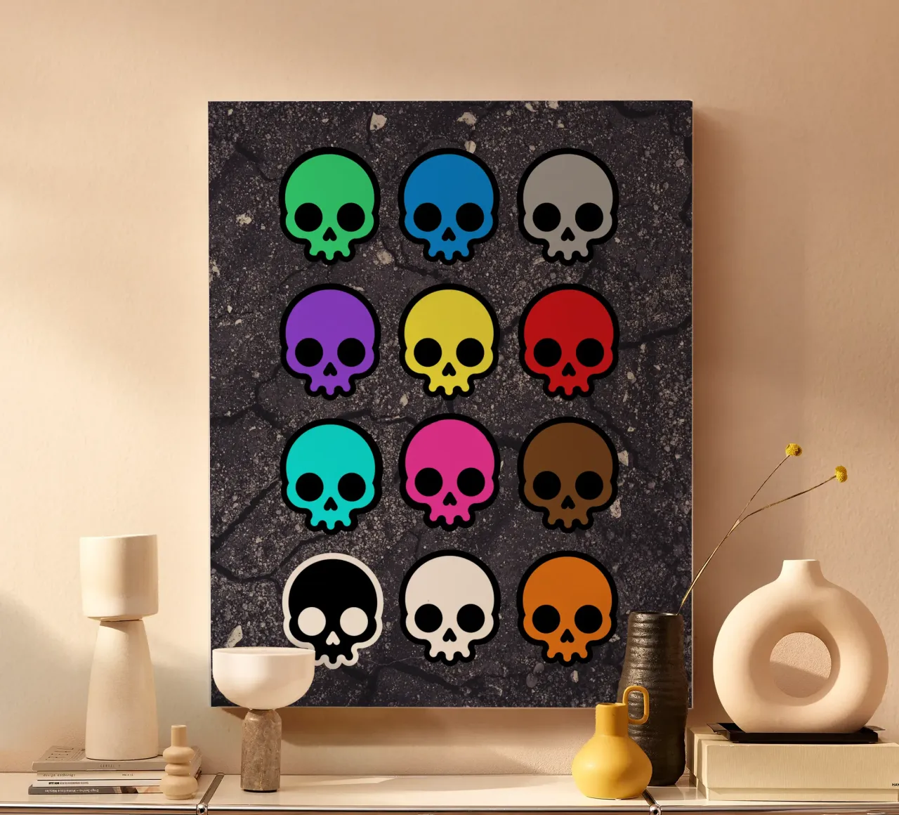 Rainbow Skullz canvas met Baklijst van Melty Shirts