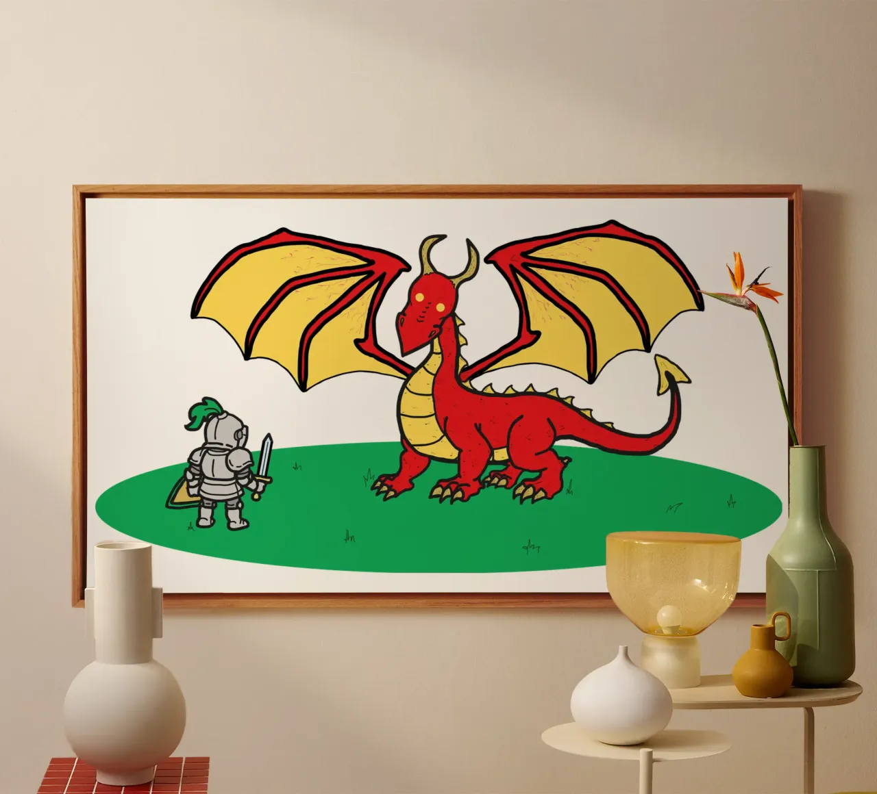 Dragon Showdown - Fantasy Encounters canvas with Floater frame by Melty Shirts