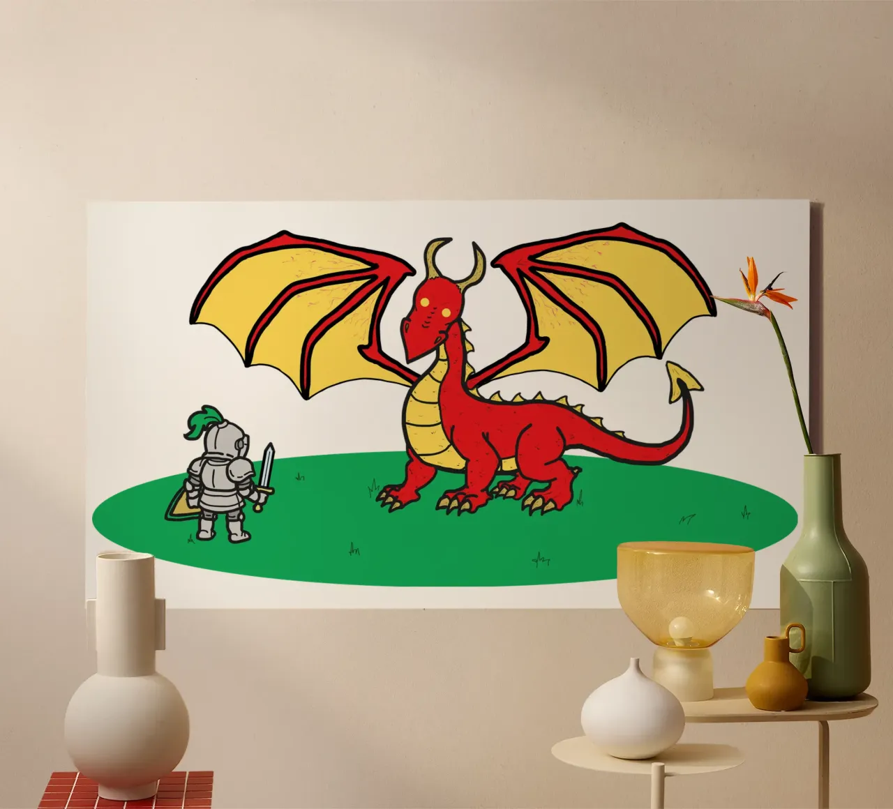 Dragon Showdown - Fantasy Encounters canvas with Floater frame by Melty Shirts