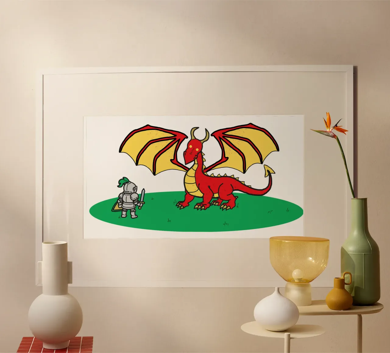 Dragon Showdown - Fantasy Encounters poster con telaio in alluminio da Melty Shirts
