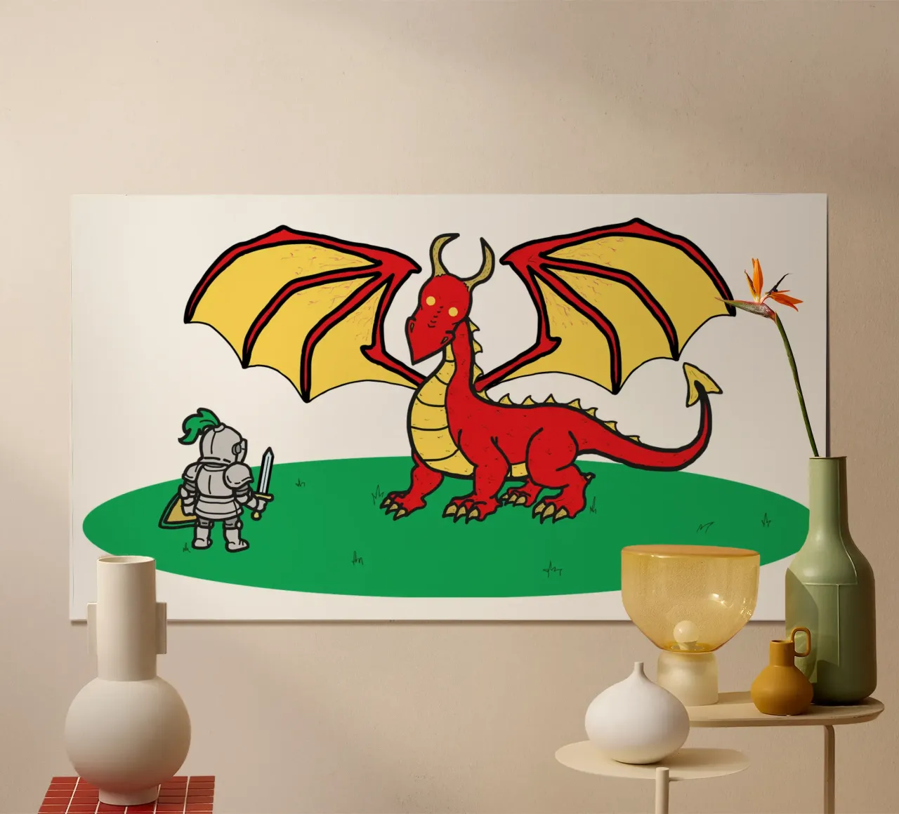 Dragon Showdown - Fantasy Encounters poster con telaio in alluminio da Melty Shirts