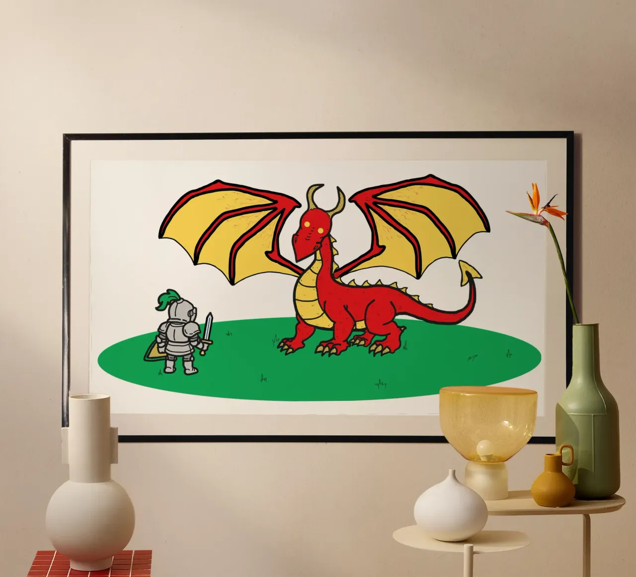 Dragon Showdown - Fantasy Encounters poster con telaio in alluminio da Melty Shirts