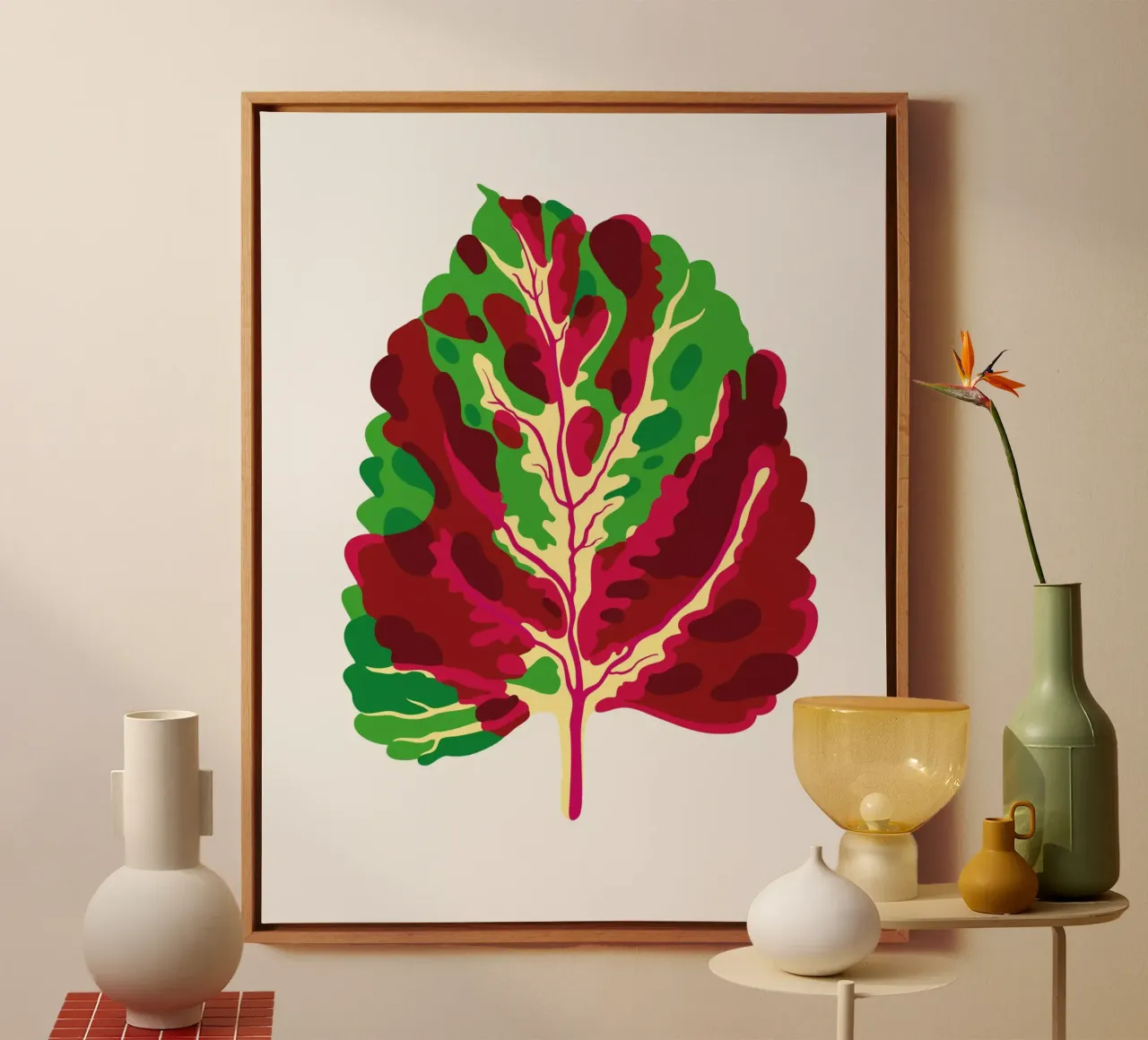 Cong Mosaic Coleus canvas with Floater frame by Lidia Blomgren