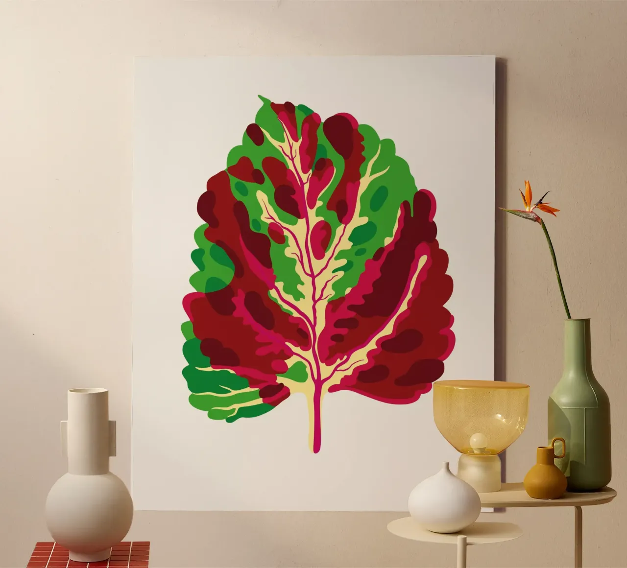 Cong Mosaic Coleus canvas with Floater frame by Lidia Blomgren