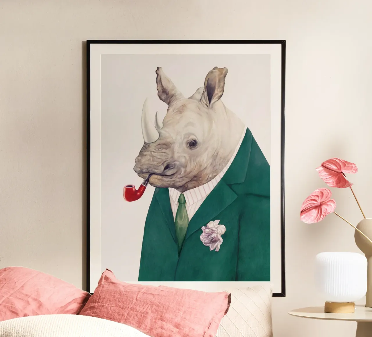Verde rinoceronte poster con telaio in plastica da Animal Crew