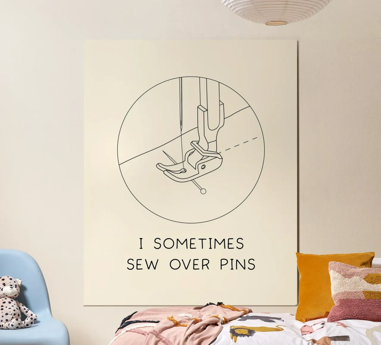 i sometimes sew over pins poster con telaio in alluminio da vintageshop