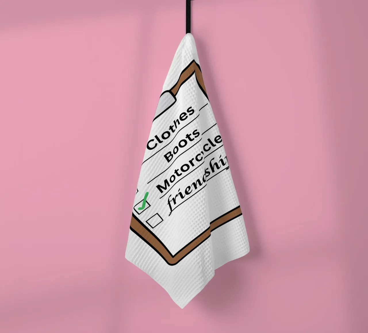 Time travellers check list - Clothes, Boots, Motorcycle. canovaccio da cucina da Melty Shirts