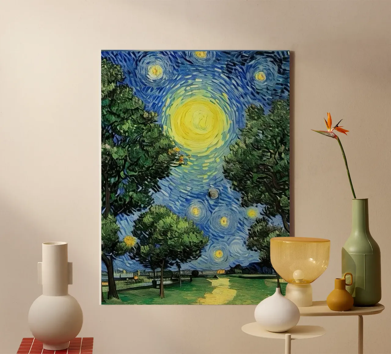 tiefblauer Pfad Leinwand mit Schattenfugenrahmen von mip of map