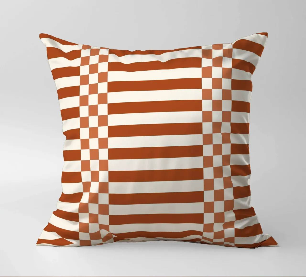 Burnt orange checks and lines cuscino da TijanaArtStudio88