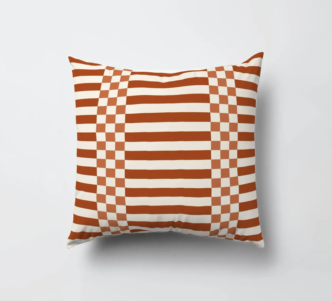 Burnt orange checks and lines cuscino da TijanaArtStudio88