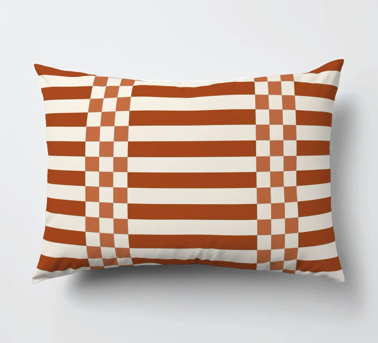 Burnt orange checks and lines cuscino da TijanaArtStudio88
